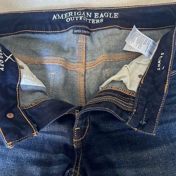 American Eagle Size 6 Mid Rise Skinny Super Stretch Dark Denim Jeans - Picture 5 of 6